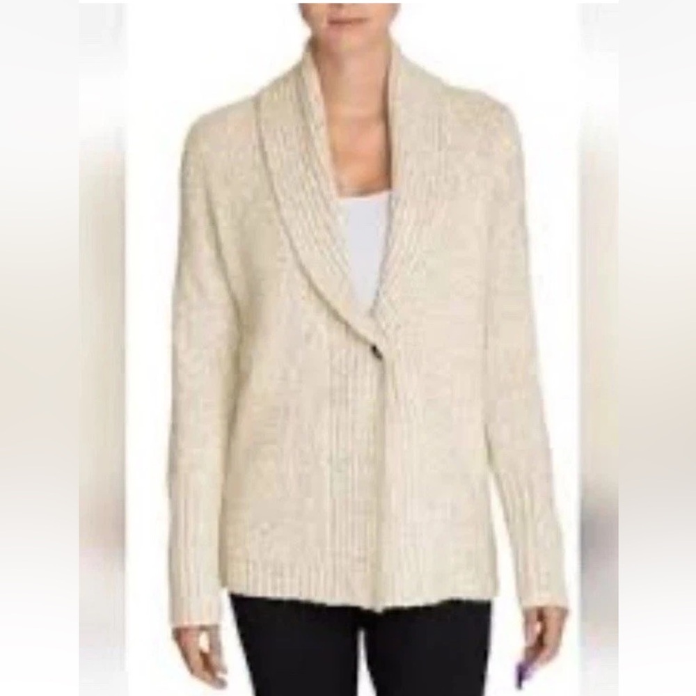 Eddie Bauer Ivory Long‎ Sleeve Shawl Cardigan Sweater Womens Size XS/S